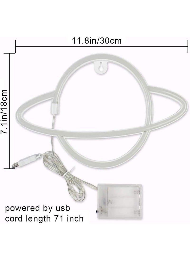 مصباح نيون LED على شكل كوكب تزيّن ديكور الحائط بمنفذ USB أزرق - Image 5